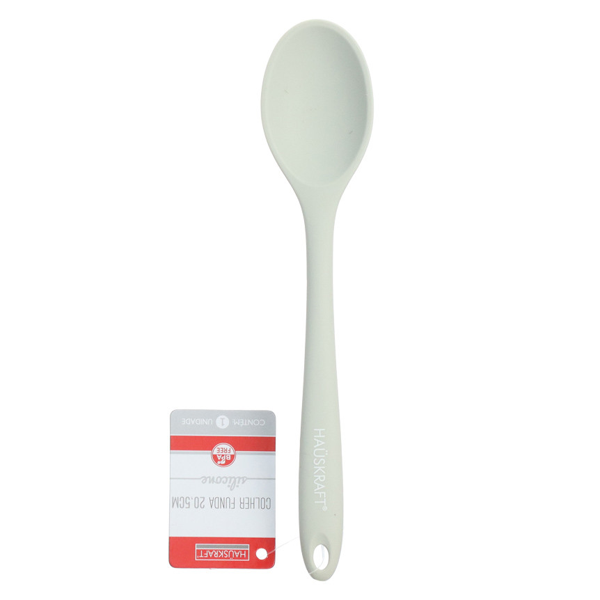 Colher Funda De Silicone 20,5cm Hauskraft Cinza e Vermelho — imagem 2 de 2