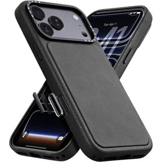 Capa de Couro Genuíno OATSBASF para iPhone 17 Pro Max, Botão de Controle da Câmera, Compatível com MagSafe, Moldura Metá