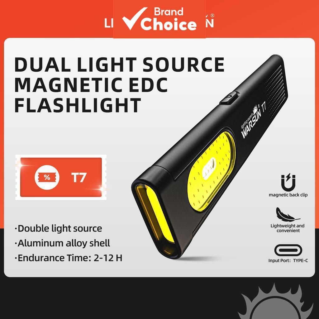 WARSUN T7 PRO EDC Mini Lanterna LED COB de Trabalho Luz Recarregável Tocha de Acampamento ao Ar Livre