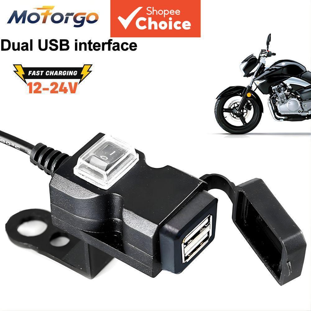 Carregador USB Duplo Para Motocicleta À Prova D'água Com Interruptor ON/OFF De Carregamento Rápido