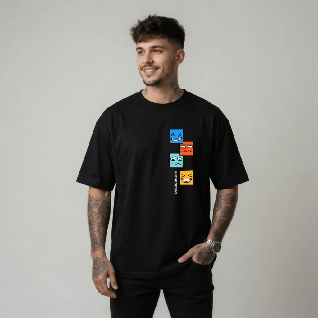 Camiseta Masculina Estampada Rostos Quadrado Peito100% Algodão Premium Camisa Blusa Homem Academia Confortavel Plus Size