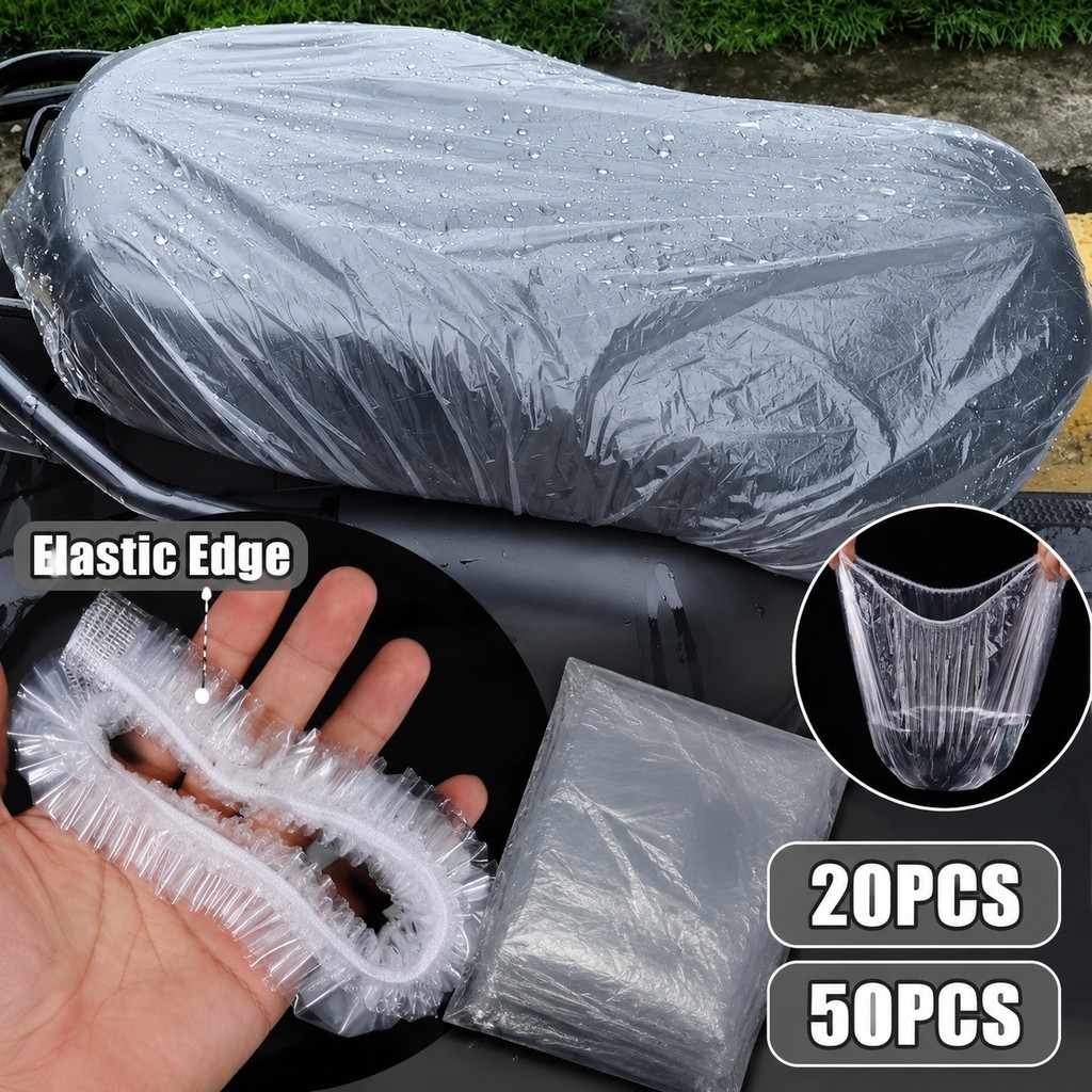 20/50 Pcs Capa De Assento De Scooter À Prova D'água Manga De Almofada Descartável Transparente Para Motocicleta E Bicicl