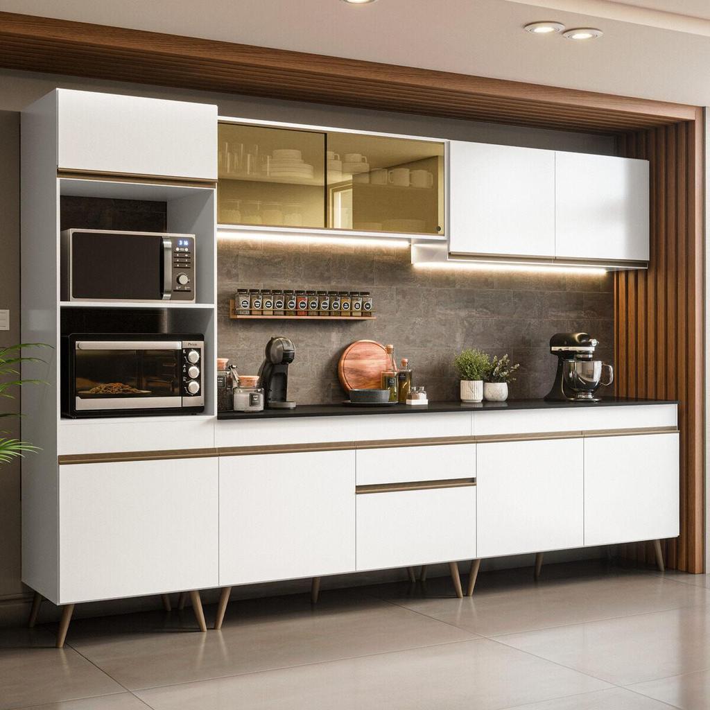 Armário Cozinha Modulada Completa 302cm Florença Multimóveis MP2441