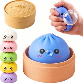 Squishy Pão no Vapor com Bolhas Brinquedo Sensorial Antiestresse de Retorno Lento Fidget Toy para Casa e Escritório
