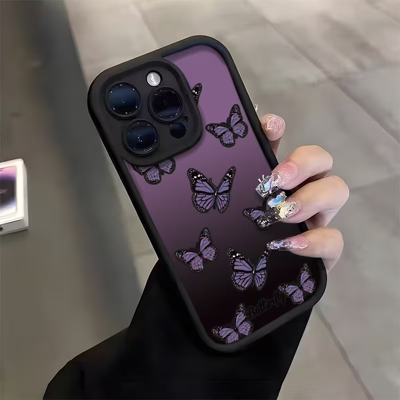 Capinha Capa Para Motorola Moto E13 E14 G04 G10 G20 G22 G24 G34 G53 G54 G84 Silicone À Prova de Choque Borboleta roxa