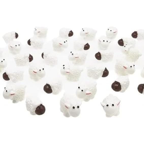 40 Peças de Mini Figuras de Rebanada de Ovelhas Brancas - Decorações para Bolos/Cupcakes, Decoração de Terrários e Paisa