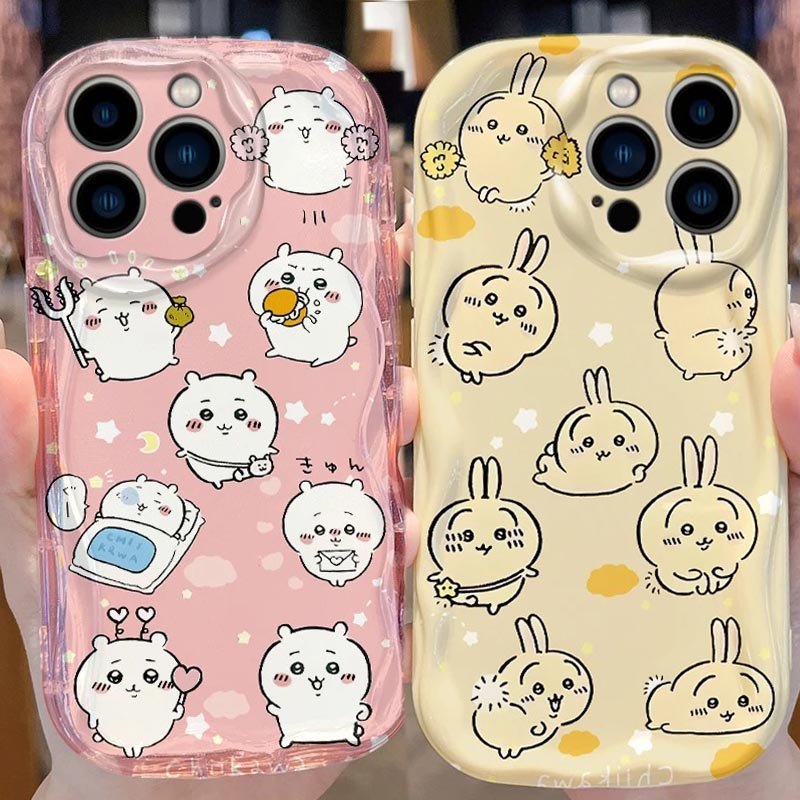 Bonito Rosa Amarelo Chiikawas Usagi Onda Lateral Escudo Para Samsung Galaxy A17 A07 A55 A35 A27 A56 A36 A26 A16 A06 A15 
