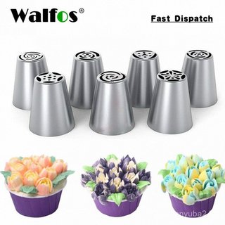 Walfos Conjunto de 7 Peças de Bicos de Confeitar em Aço Inoxidável para Decoração de Bolos e Cremes CMVA