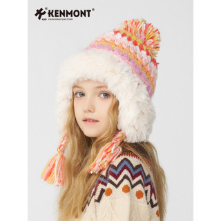Kenmont Kamont Chapéu de malha infantil fofo feminino com borla outono inverno engrossado quente proteção de ouvido chap