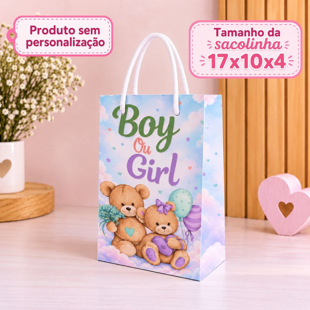 ENVIO RÁPIDO-Sacolinha Surpresa Chá Revelação Verde e Lilás Personalizada  Lembrancinhas de Aniversário - PEGUE E MONTE