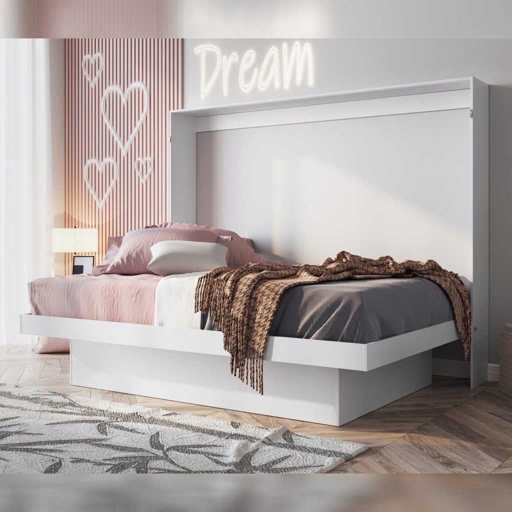 Cama Articulável Horizontal Casal com Estação de Trabalho 140 Latino Branco Casal