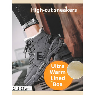 [Stylish Design] men's trendy thick snow leather boots to keep warm / English Style Boots / Men's Winter Shoes