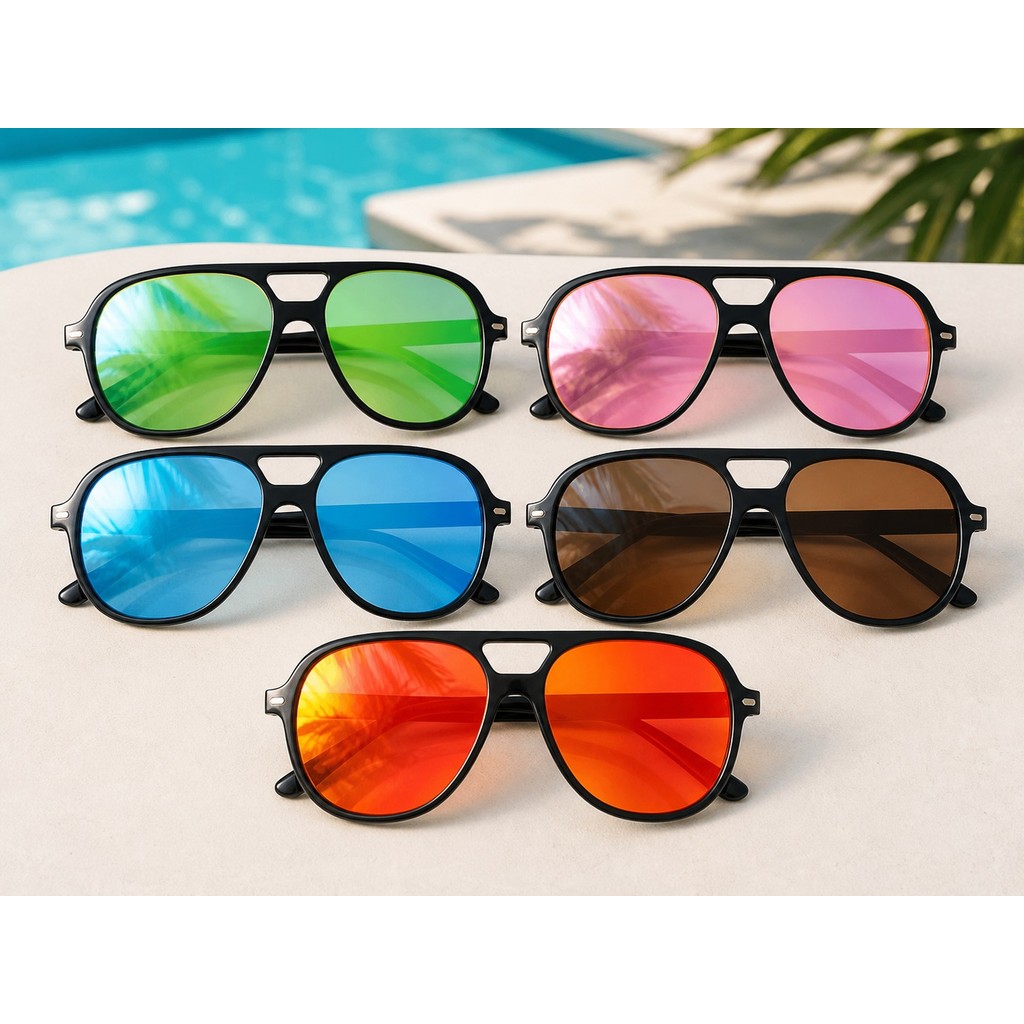 Óculos de Sol Aviador Grande com Lentes Espelhadas