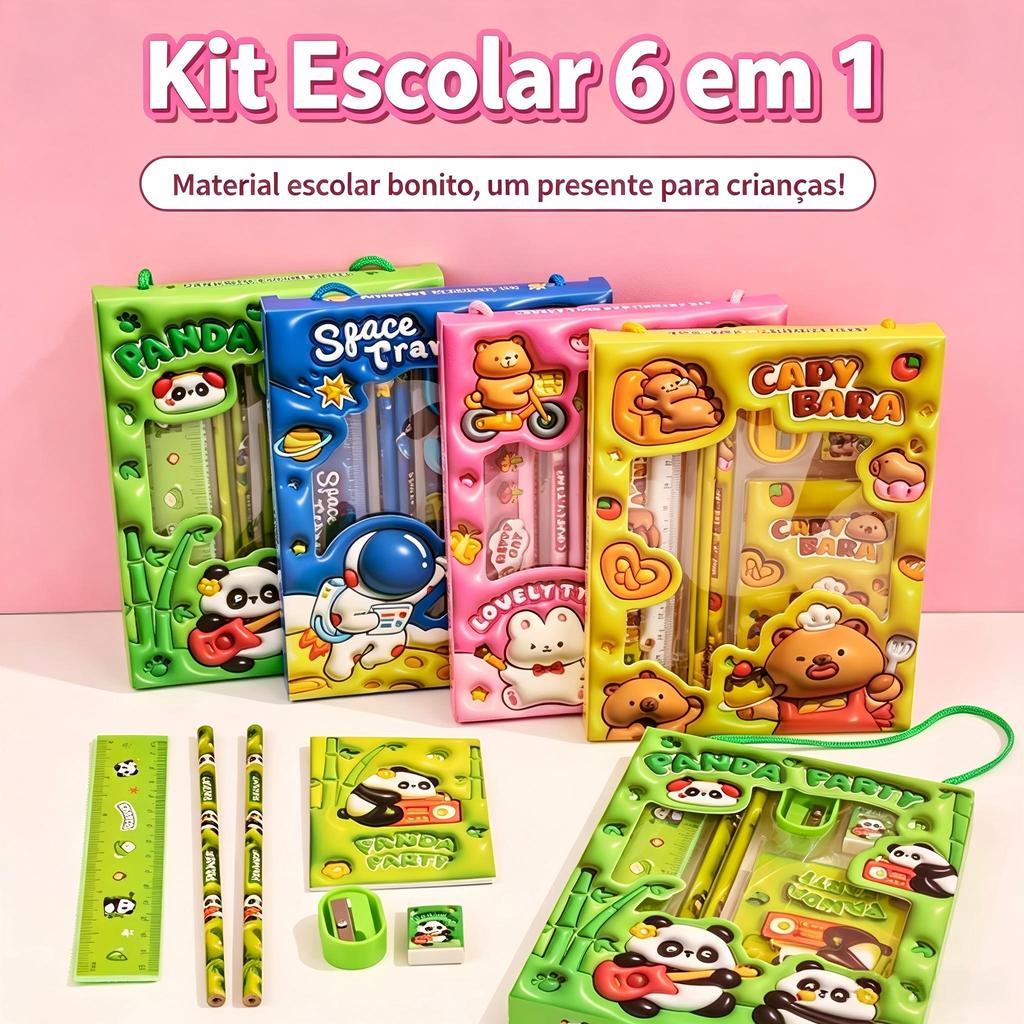 Conjunto de 6 peças de papelaria para estudantes, papelaria para presente de dia das crianças