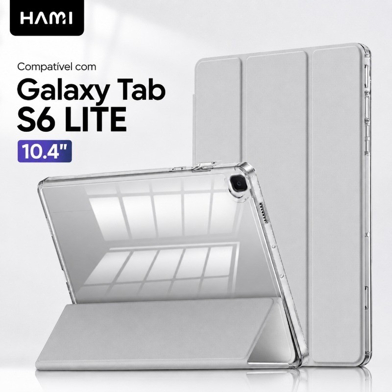 Capa para Samsung Tab S6 Lite 10.4” 2020 2022 2024 com Porta Caneta e Traseira Transparente
