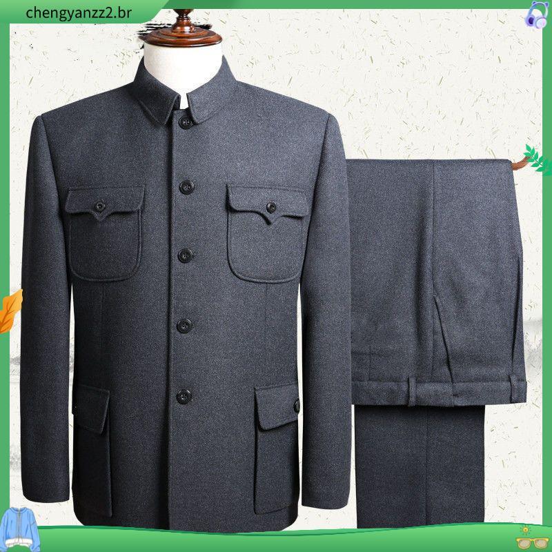 Zhongshan roupas masculinas de meia-idade ternos para idosos zhongshan roupas jaqueta para idosos roupas para idosos pri