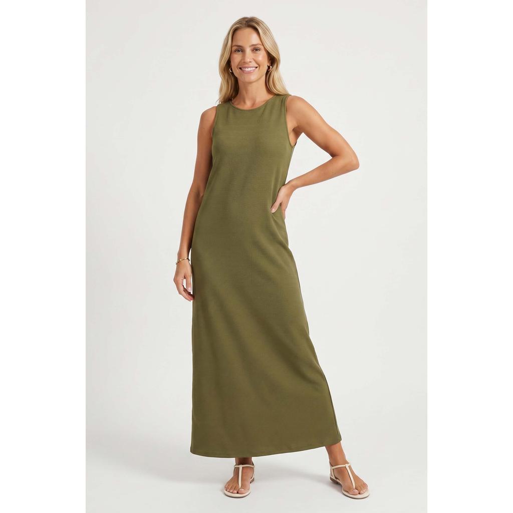 Vestido Feminino Longo Malha Tricô Marialícia Verde