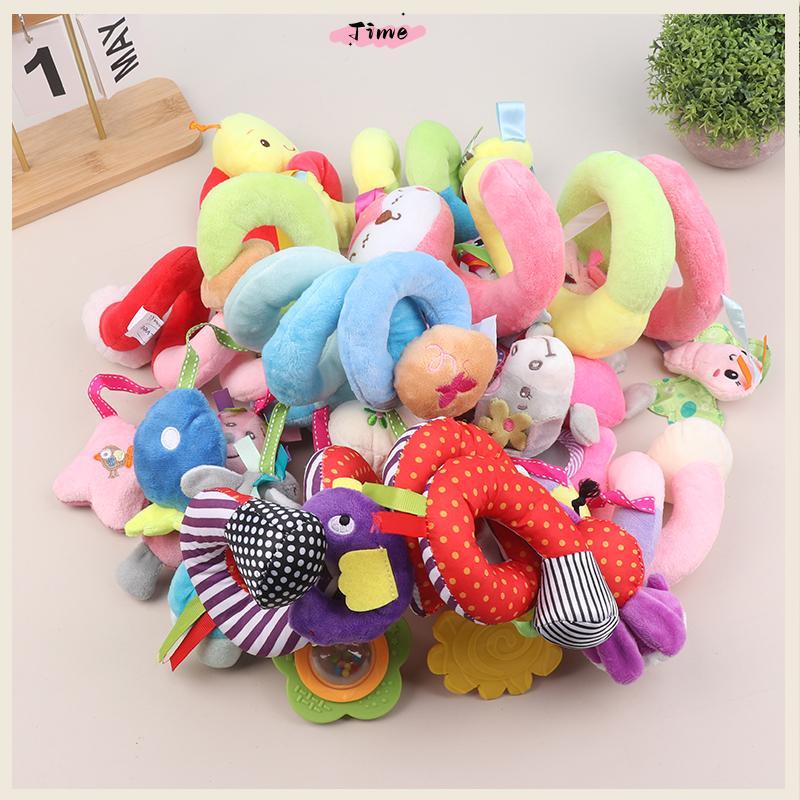Tempo Infantil Espiral Chocalho De Pelúcia Brinquedo Para Berço E Carrinho Pendurado Macio Sensorial Mordedor Móvel Bebê
