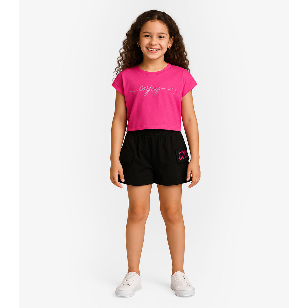 Conjunto Infantil Blusa Com Shorts Rovi Kids Rosa