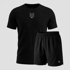 Kit Bermuda Lobo+Camiseta Lobo Dry Fitness Academia Alpha Co