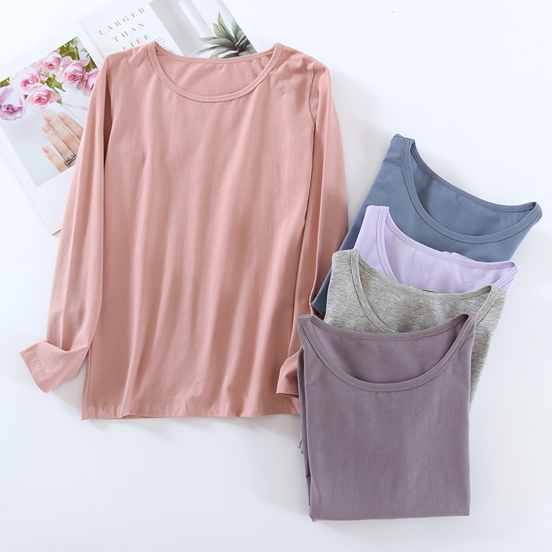 Roupa interior térmica de algodão puro topos femininos de algodão de peça única roupas de outono estilo fino roupa inter