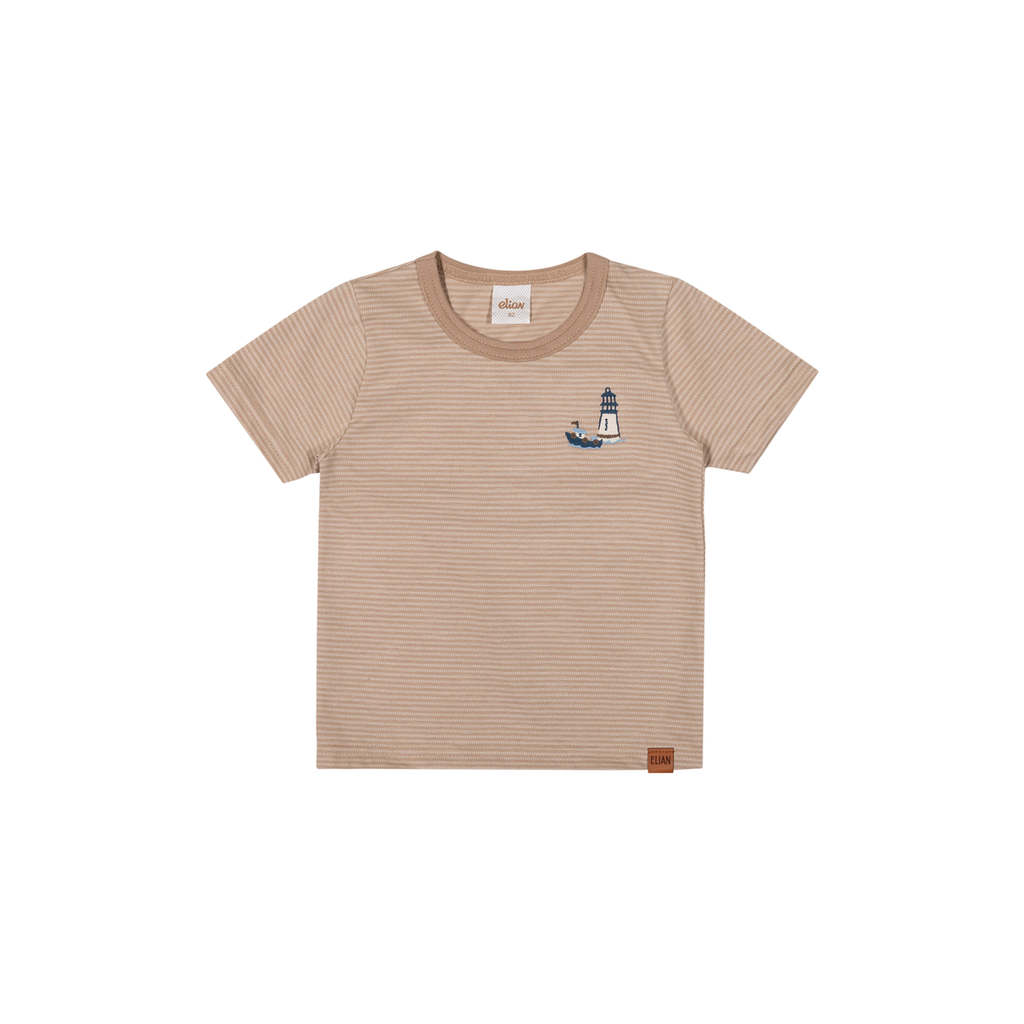 Camiseta Infantil Menino Navy Listrada Elian Marrom — imagem 2 de 2