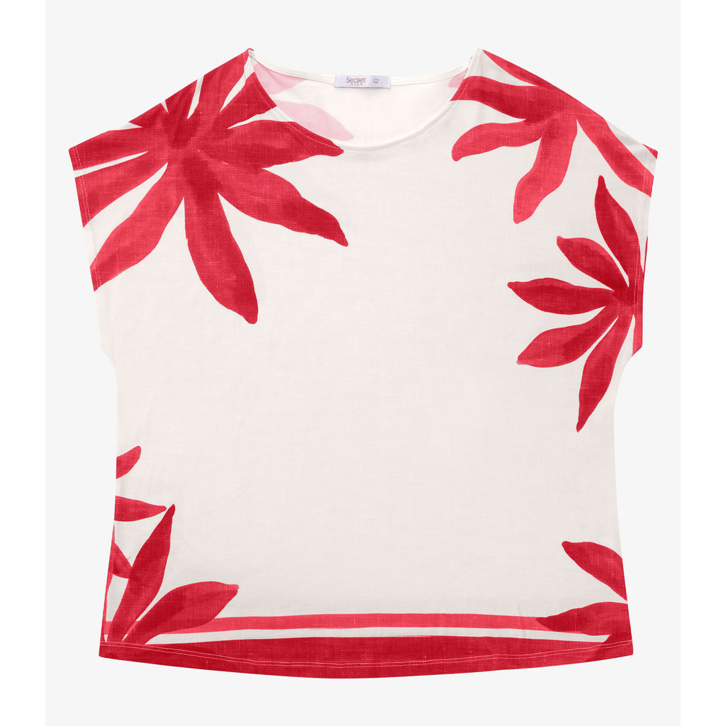Blusa Manga Curta Feminina Plus Size Secret Glam Vermelho