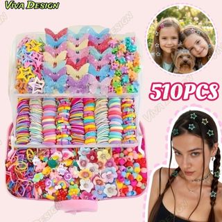 Conjunto De Gravata De Cabelo Colorida De 510 Peças Para Meninas | Acessórios De Arco De Unicórnio E Estrela-VI