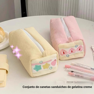 Estojo De Lápis De Grande Capacidade Caixa marshmallow Fofa De Papelaria Multicamadas Bolsa De Cosméticos Presente Prêmi