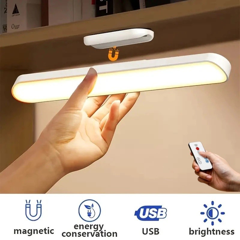 Luminária De Led Sobrepor Bastão Recarregável Sem Fio Com Suporte Magnético E Touch 3 Cores Com Controle Remoto MSFILM