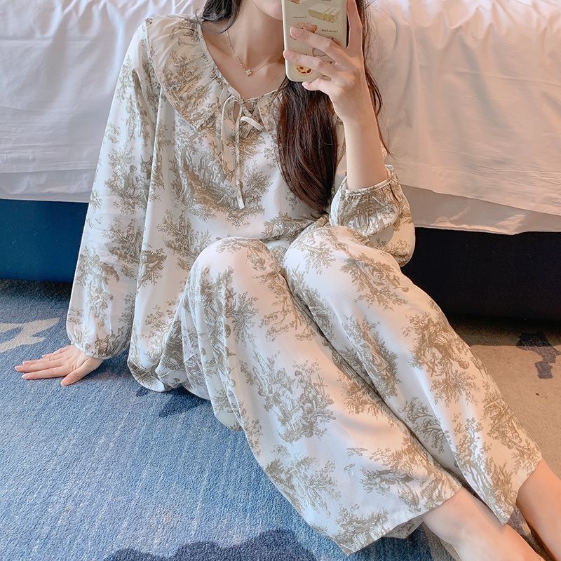 Ano pijamas feminino algodão seda primavera outono tamanho grande solto verão feminino algodão seda manga comprida estil