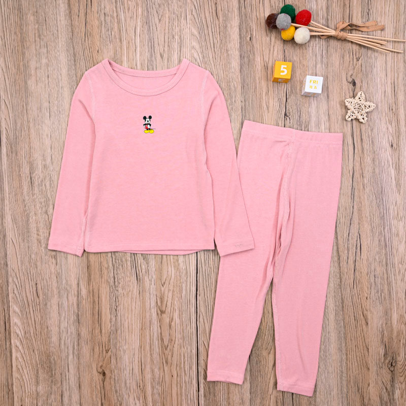 Doméstico único bebê primavera outono Viscose manga comprida camiseta topo Bottoming calças compridas crianças casa tern