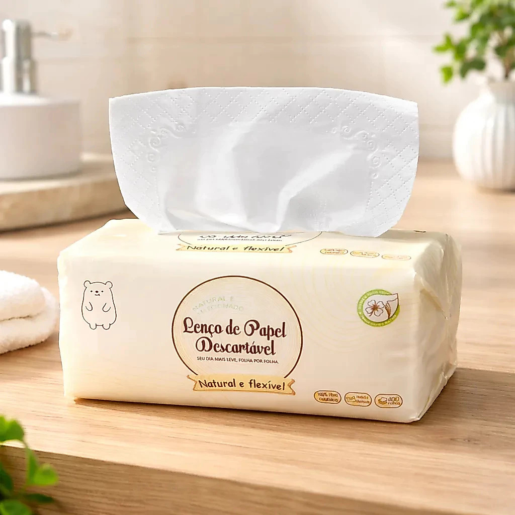 Lenço de Papel Interfolhado 5 Camadas Branco – 400 Folhas | Macio e Resistente