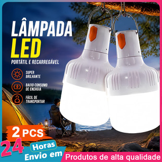 kit 2/1 Lâmpada Led Iluminação Para Acampamento Camping Pescaria USB Lampião