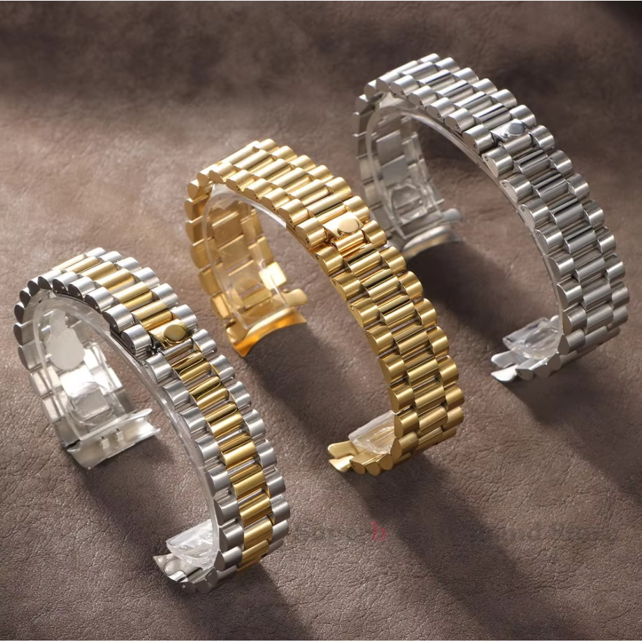 Pulseira De Presidência De Aço Inoxidável Sólido Com Três Contas De 20 Mm Para Homens E Mulheres Rolex Perpetual Oyster 