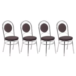 Conjunto 4 Cadeiras para Cozinha Debrum Yescasa Cromado/Marrom Cromado/Marrom