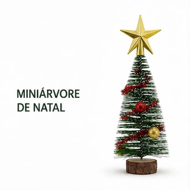 Árvore Natalina Miniatura dos Sonhos com Topo Estrela Dourada e Charme Decorativo – OIH-9315