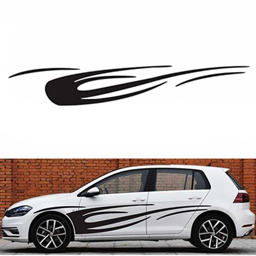 Adesivo Lateral De Carro Com Chama Preta Brilhante , Estilo , Decalque De Vinil , Decoração