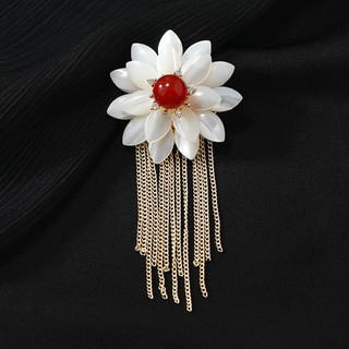 Camélia ágata vermelha broche nicho Design sentir Fritillary broche High-End luxo borla pino casaco acessórios feminino
