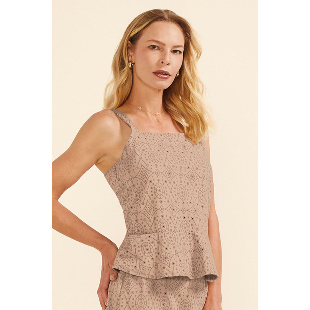 Regata Feminina Peplum Devorê Marialícia Marrom
