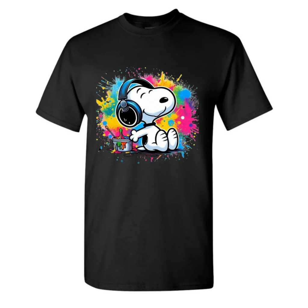 Camiseta Masculina Estilo Estampado Camisa Desenho snoopy 100% Algodão Infantil Criança Feminina