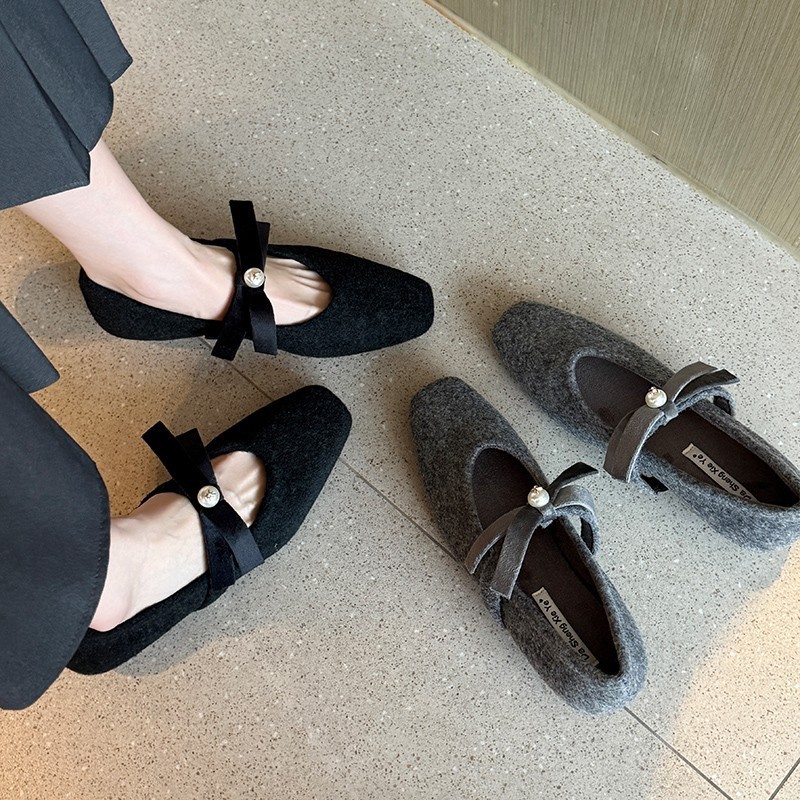 Francês elegante Bowknot noite sapatos de noite boca rasa cinza único sapatos femininos outono inverno novo estilo salto