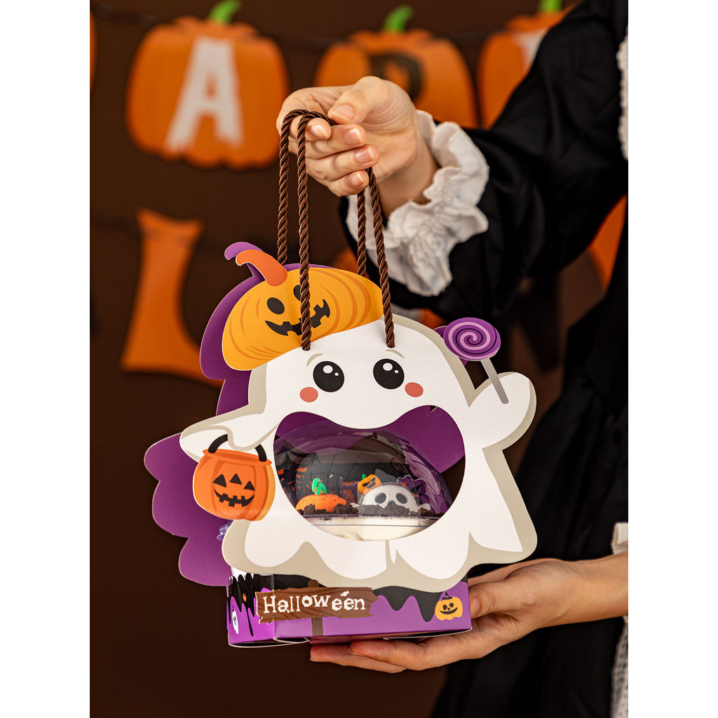 Halloween 13cm caixa de bolo caixa de embalagem dos desenhos animados abóbora lanterna saco de presente portátil biscoit