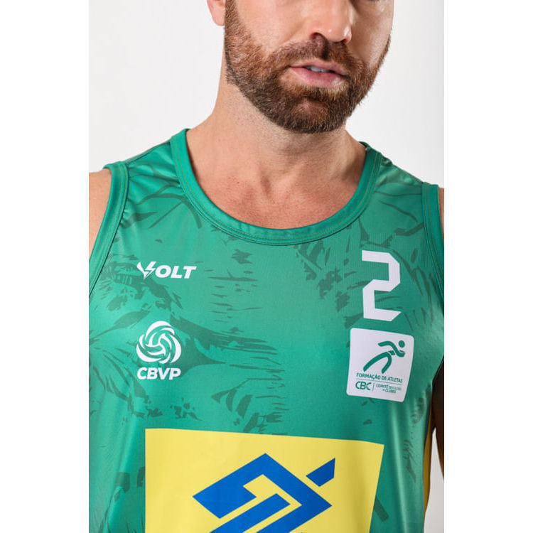 Regata Vôlei De Praia Brasil Oficial Masculina Verde Volt · foto 2