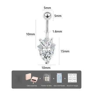Amor umbigo prego Umbilical titânio aço cheio de diamante piscando amor umbigo anel estilo europeu americano menina quen