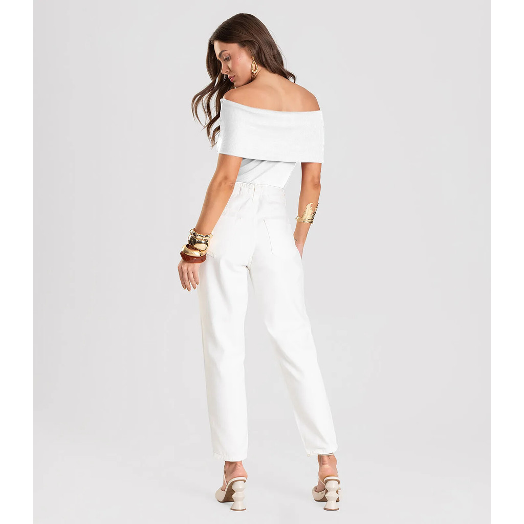 Blusa Feminina Ombro a Ombro Dianna Branco — imagem 2 de 2