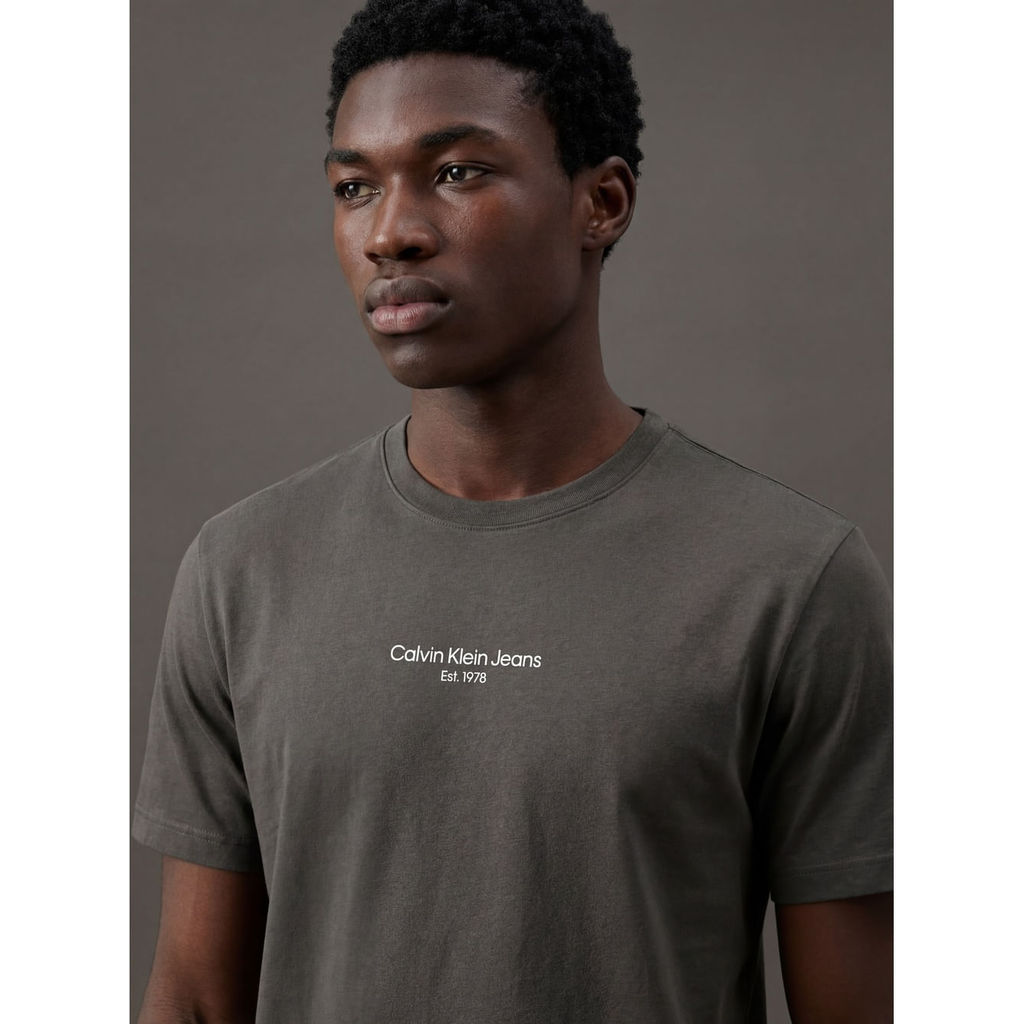 Camiseta Manga Curta Calvin Klein Jeans Masculino Logo Estampa1978 - Chumbo
