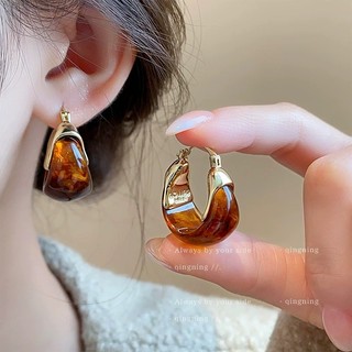 Brincos de ouro antigo em âmbar, novidade 2025, sucesso de vendas, brincos de argola e de pressão com toque sofisticado,