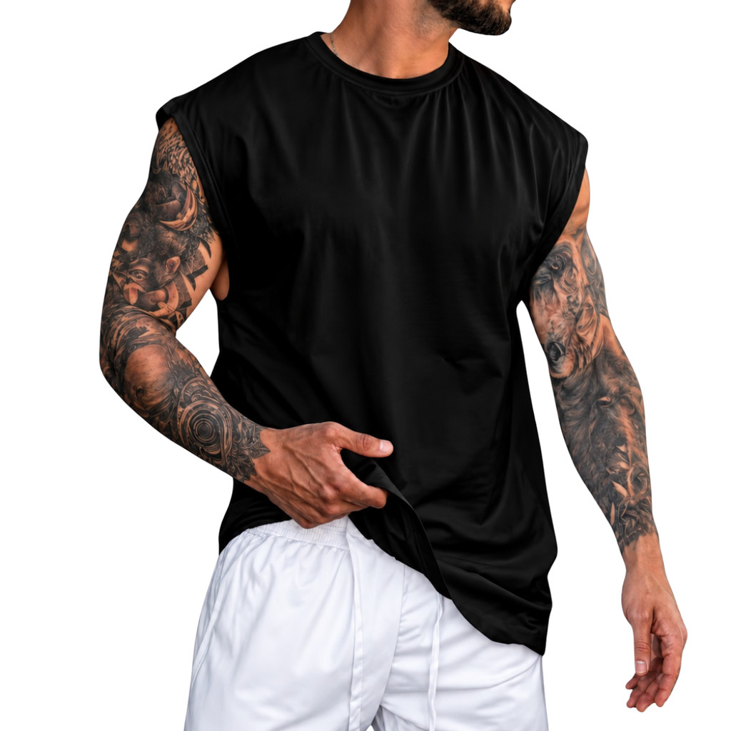 Regata Machão Oversized  Lisa 100% Algodão Camiseta Cavada Musculação Streetwear Treino Academia