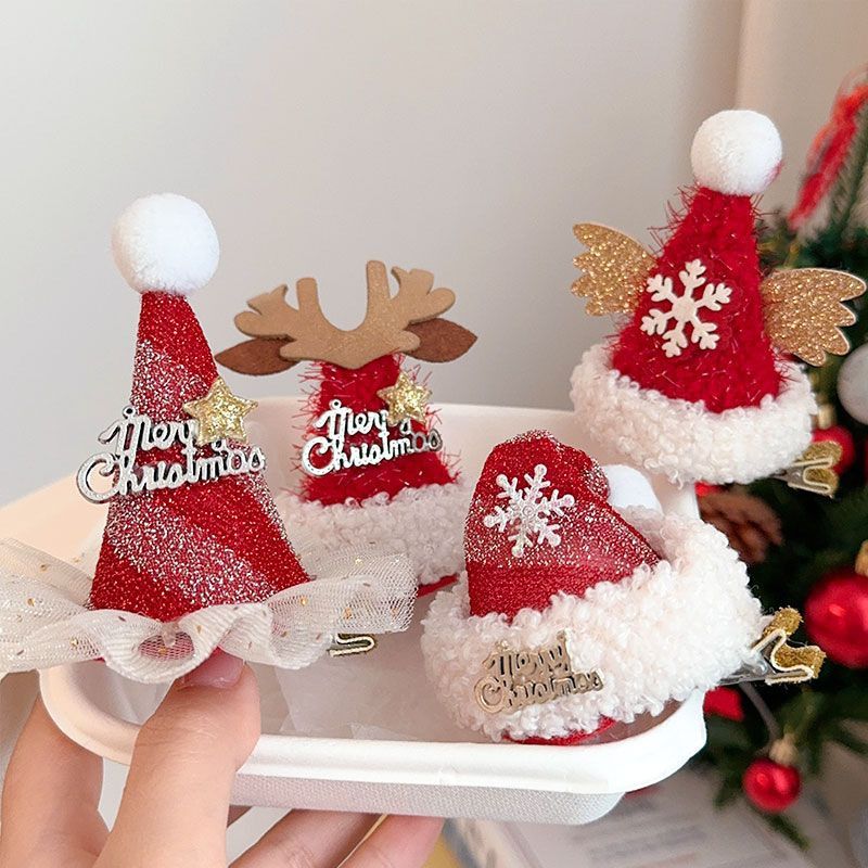 Grampo de cabelo de natal acessórios para o cabelo chapéu de natal Hairpin arco grampo de cabelo chapéu bonito chifres a